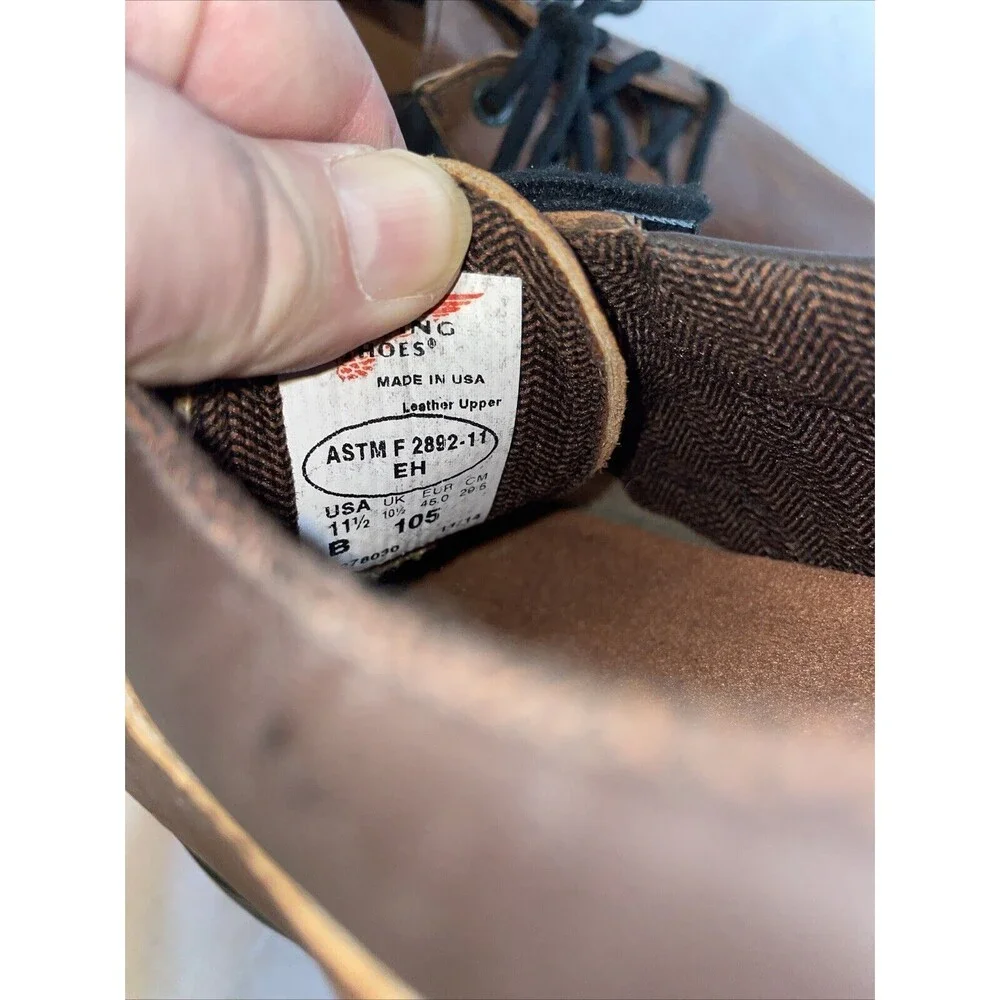 Redwing Men’s Work Shoes Size 11.5 B Brown Leather Oxfords Workwear Rugged